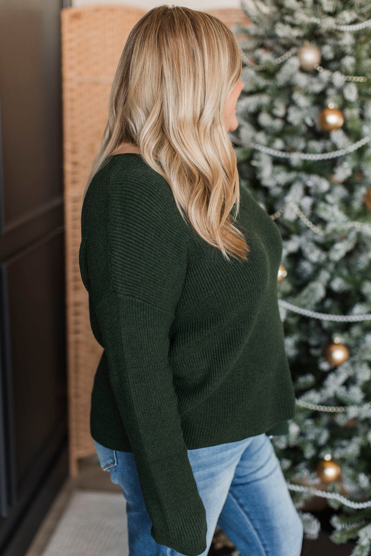 Absolute Favorite V-Neck Sweater- Hunter Green