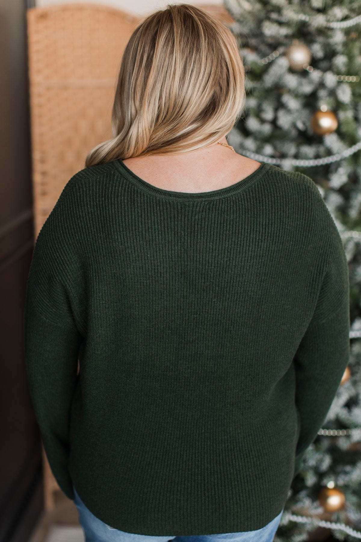 Absolute Favorite V-Neck Sweater- Hunter Green