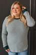 Completely Thriving Striped Top- Ivory & Hunter Green