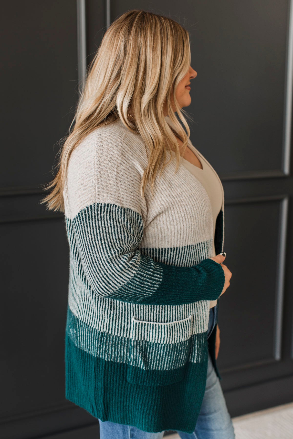 Just For Once Open Front Cardigan- Dark Teal