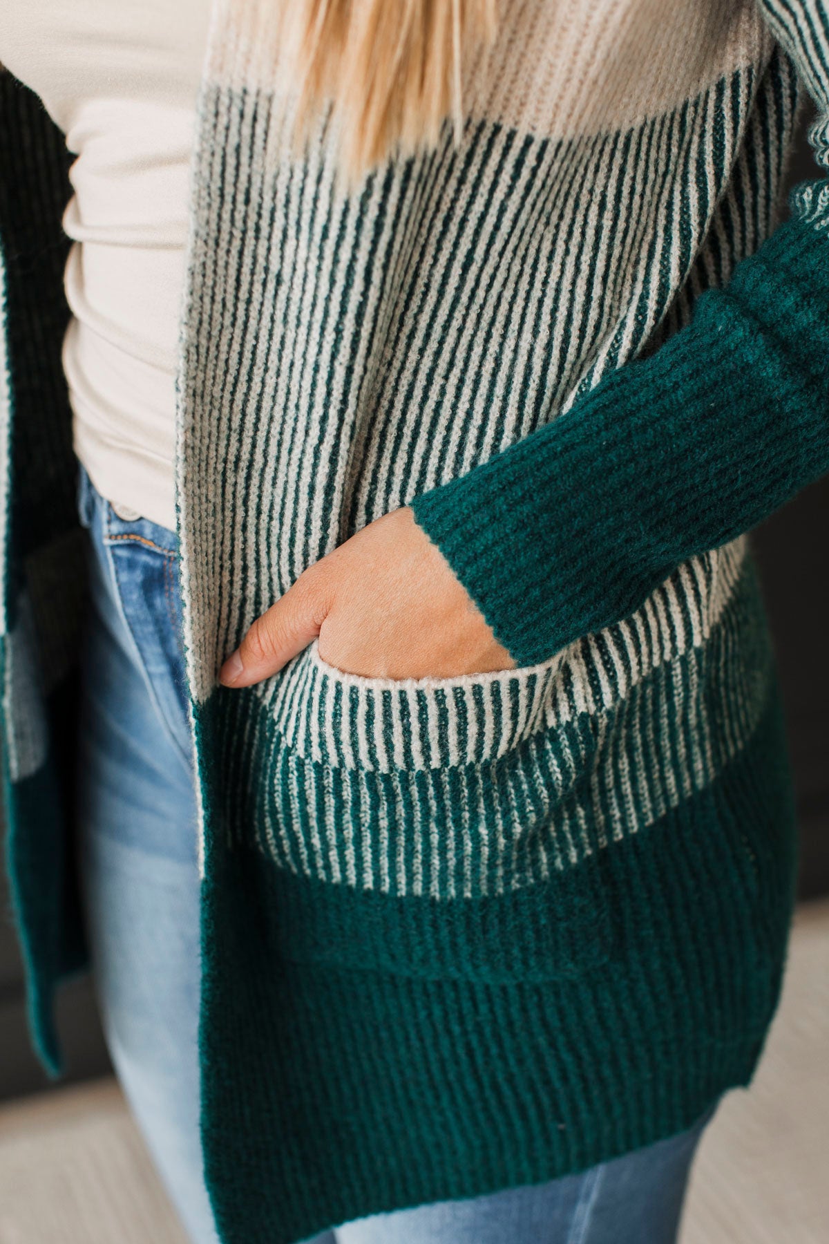 Just For Once Open Front Cardigan- Dark Teal