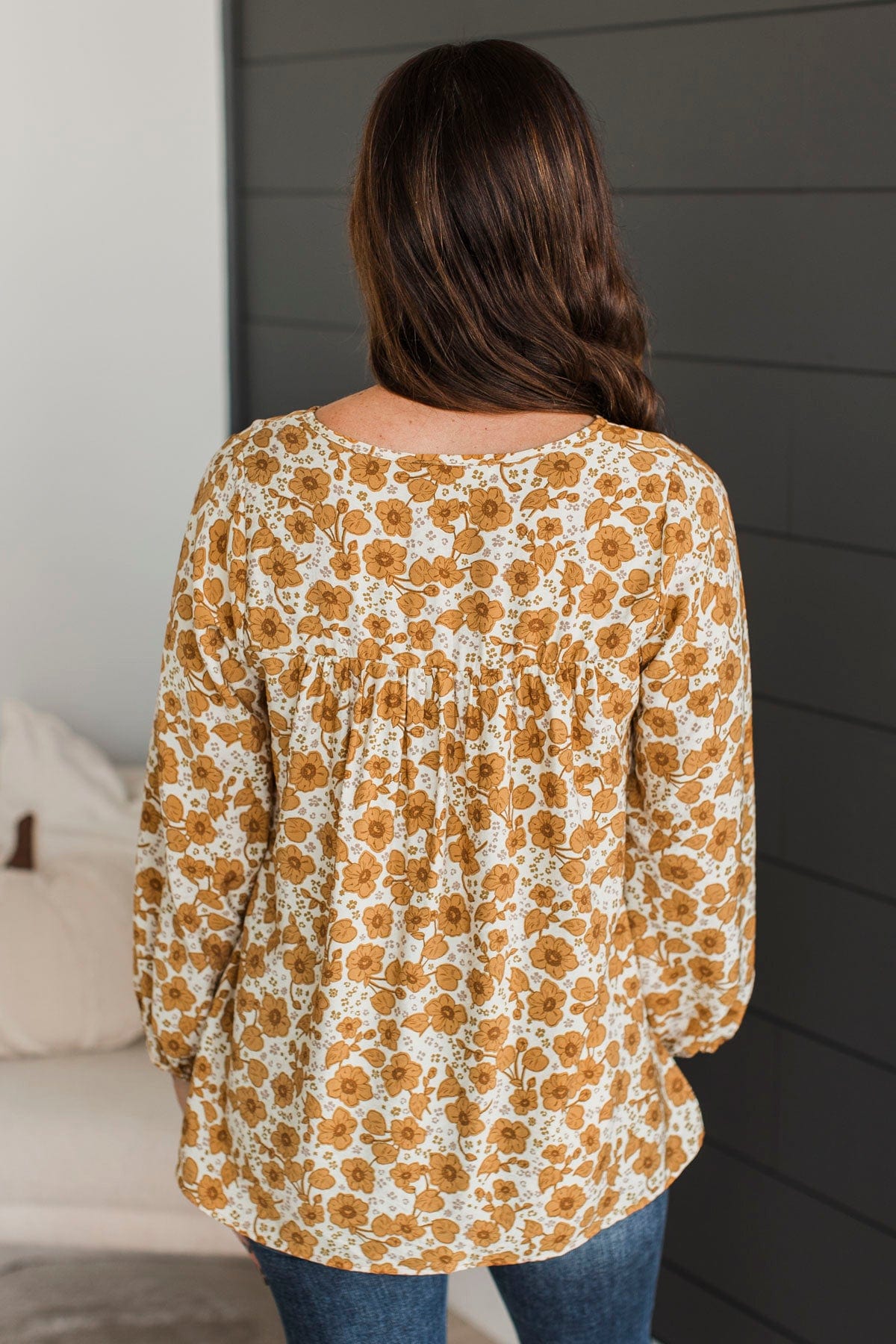 Always In Bloom Floral Blouse- Cream & Mustard