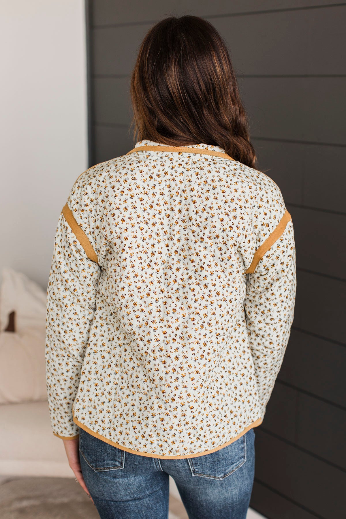 Venturing Out Floral Quilted Jacket- Marigold