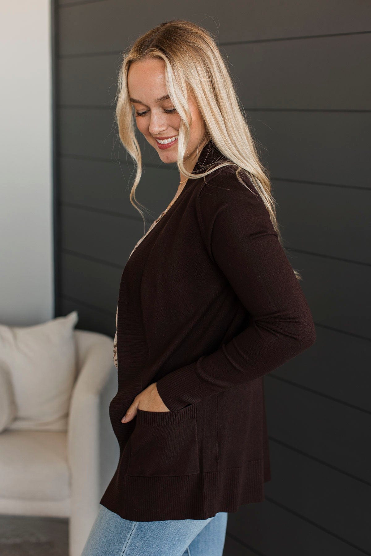 As Easy As Can Be Cardigan- Dark Brown