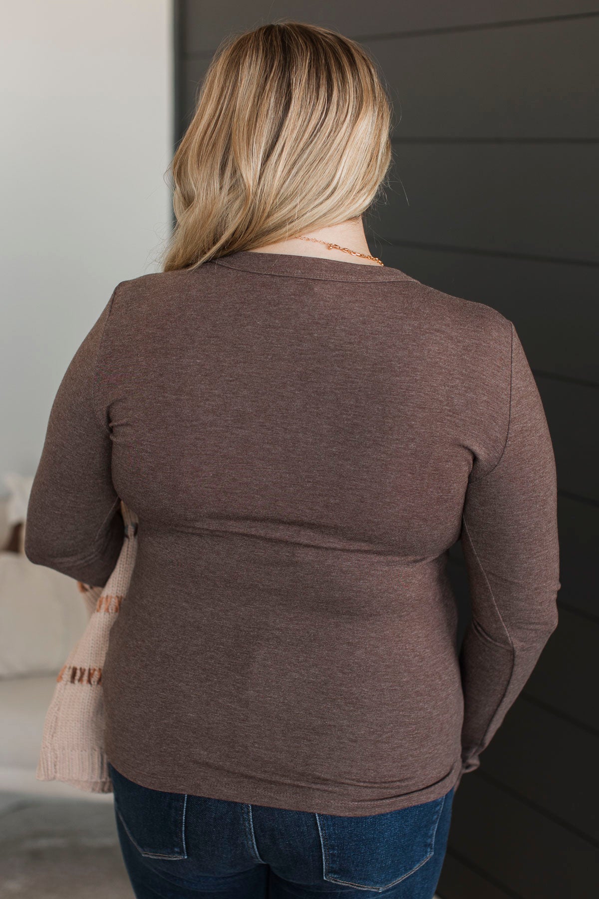 Miles Between Us Long Sleeve Top- Dark Brown