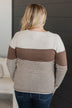 Days Gone By Color Block Sweater- Mocha