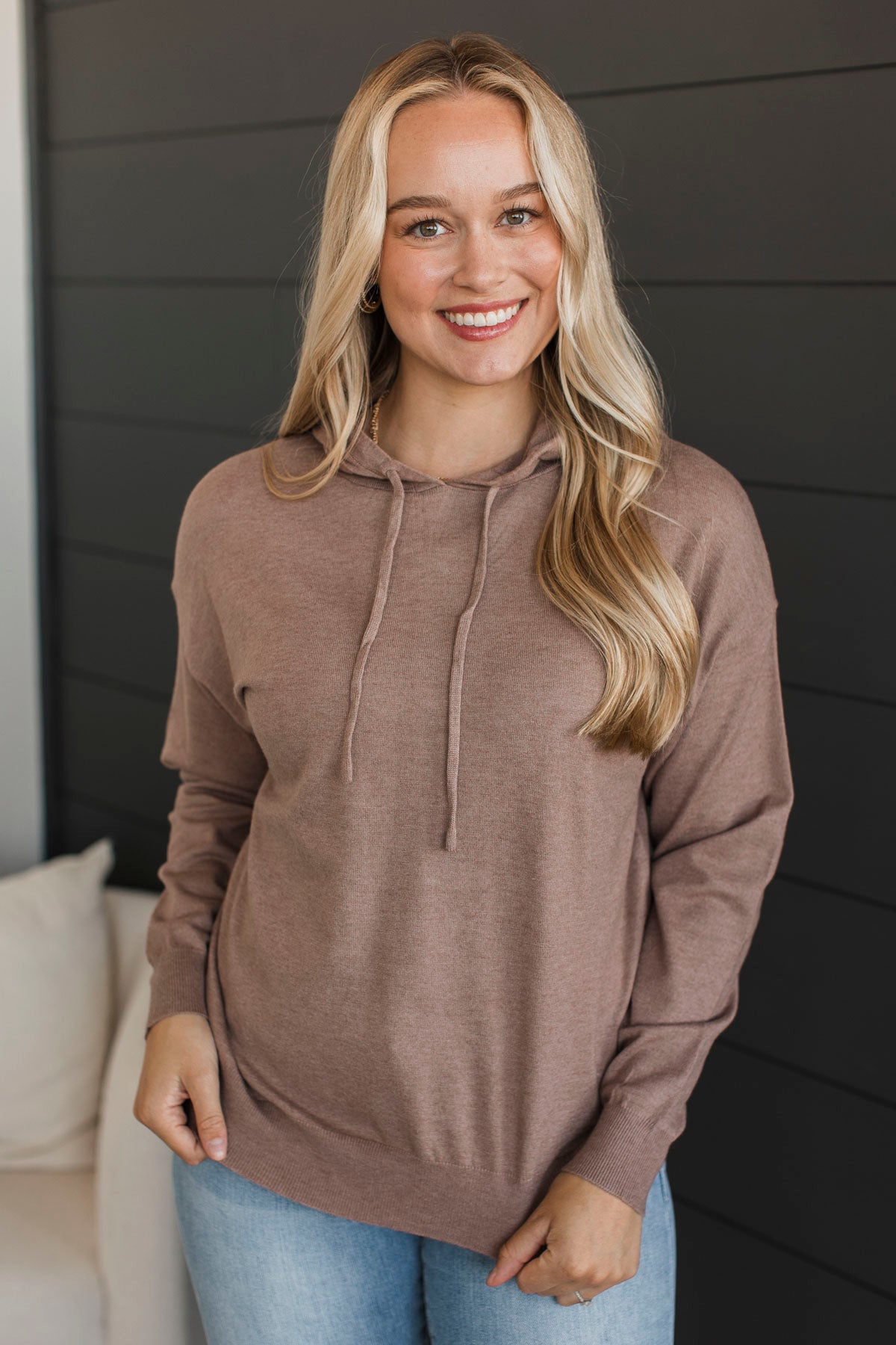 Second Chances Hooded Pullover Top- Mocha