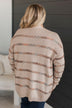 Give It A Shot Striped Cardigan- Light Mocha