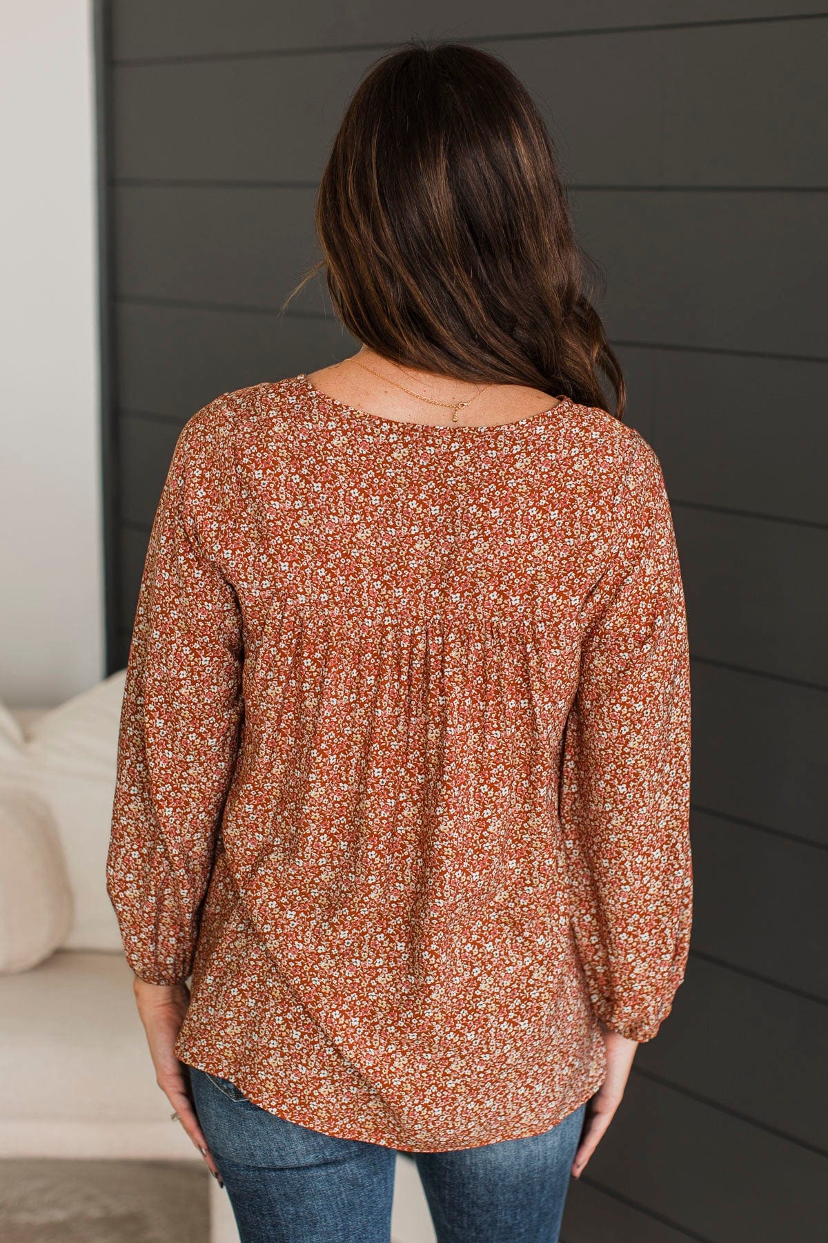 Always In Bloom Floral Blouse- Rust