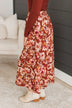 On My Heart Floral Skirt- Red Brown