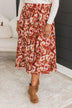 On My Heart Floral Skirt- Red Brown