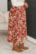 On My Heart Floral Skirt- Red Brown