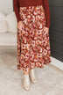 On My Heart Floral Skirt- Red Brown