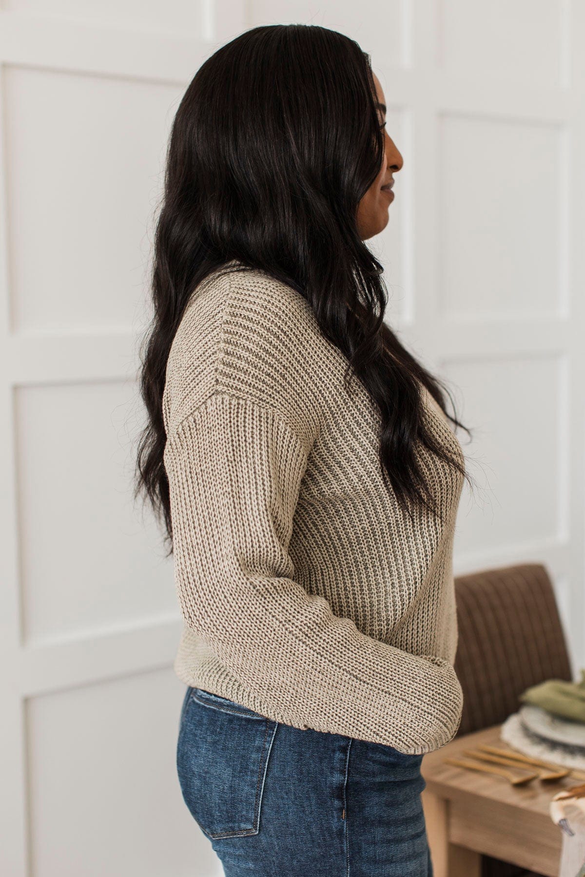 Humor Me Two-Tone Knit Sweater- Olive