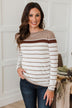 Can't Stay Away Striped Sweater- Mocha & Brown