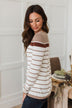 Can't Stay Away Striped Sweater- Mocha & Brown