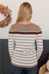 Can't Stay Away Striped Sweater- Mocha & Brown