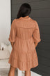 Wandering Around Collar Button Dress- Clay