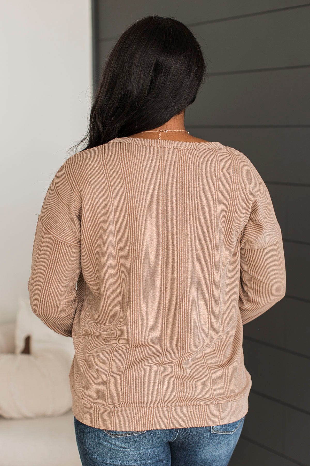 Call Me Later Long Sleeve Top- Camel