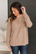 Call Me Later Long Sleeve Top- Camel