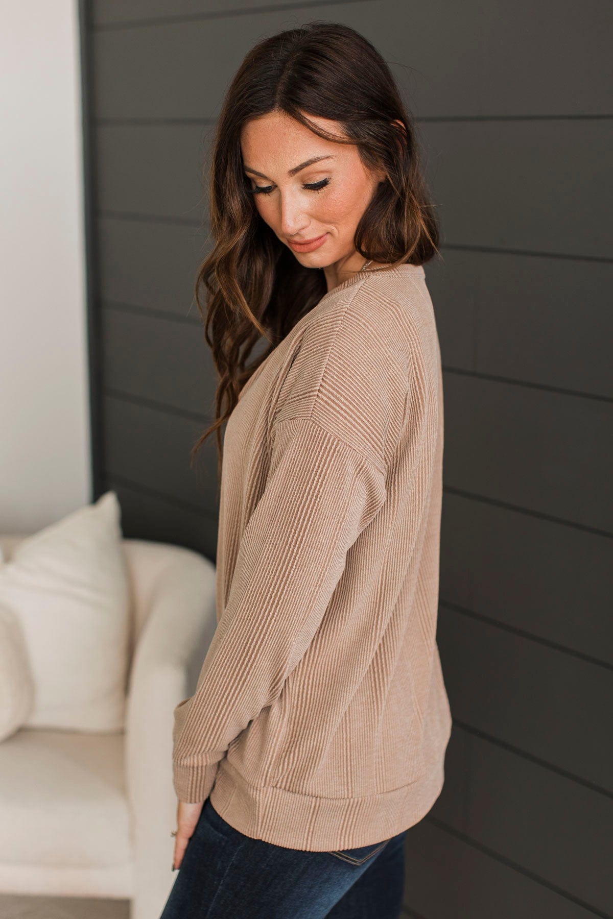 Call Me Later Long Sleeve Top- Camel