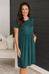 Calls For A Celebration Short Sleeve Dress- Hunter Green