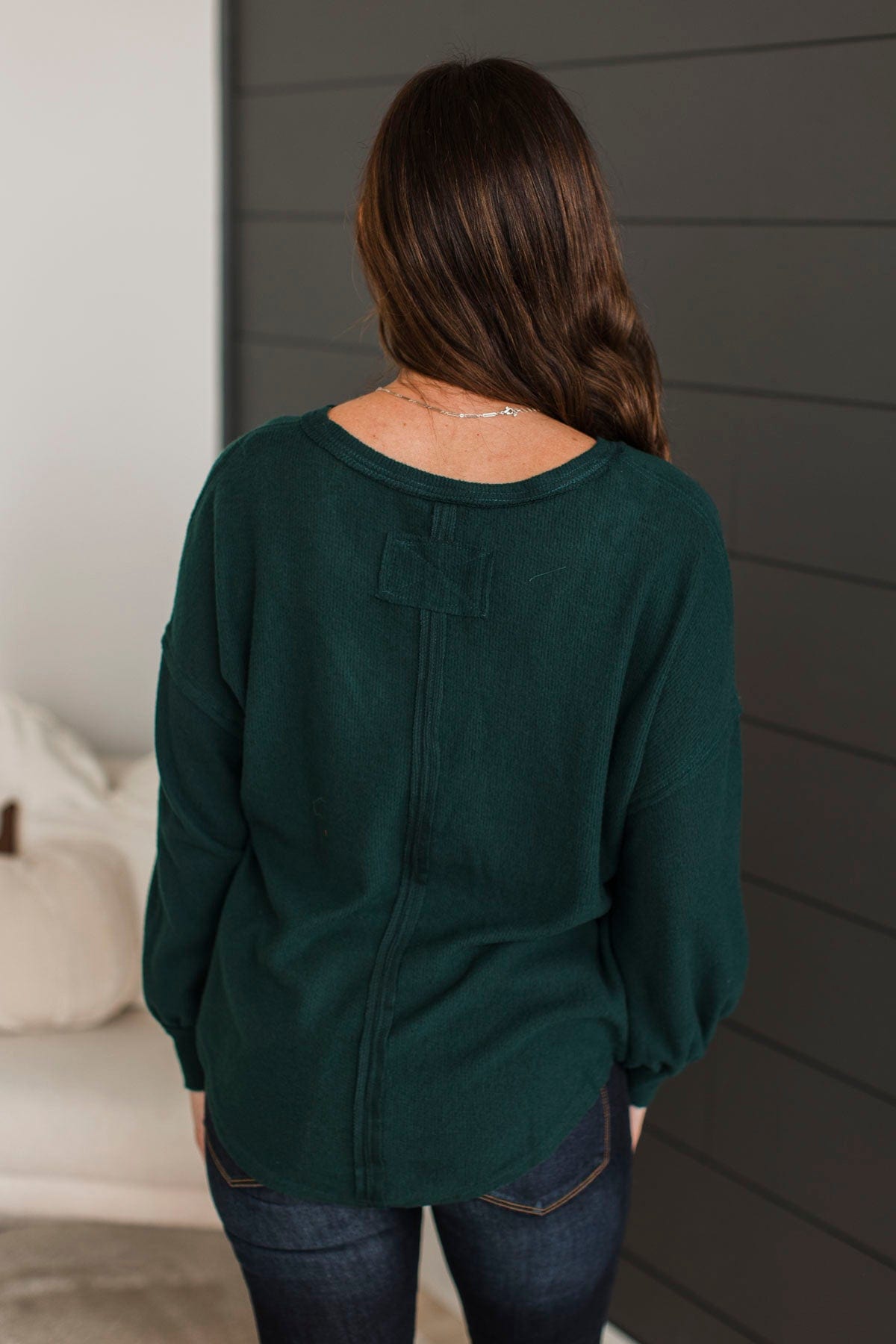 All The Buzz Knit Dolman Top- Hunter Green