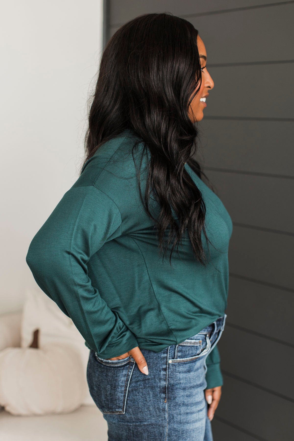 How's It Going Long Sleeve Top- Hunter Green