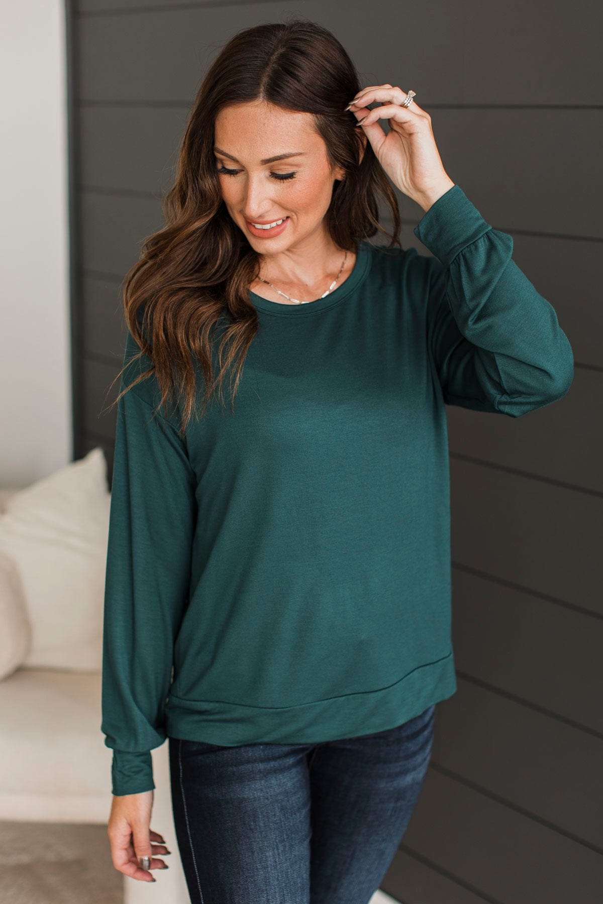 How's It Going Long Sleeve Top- Hunter Green