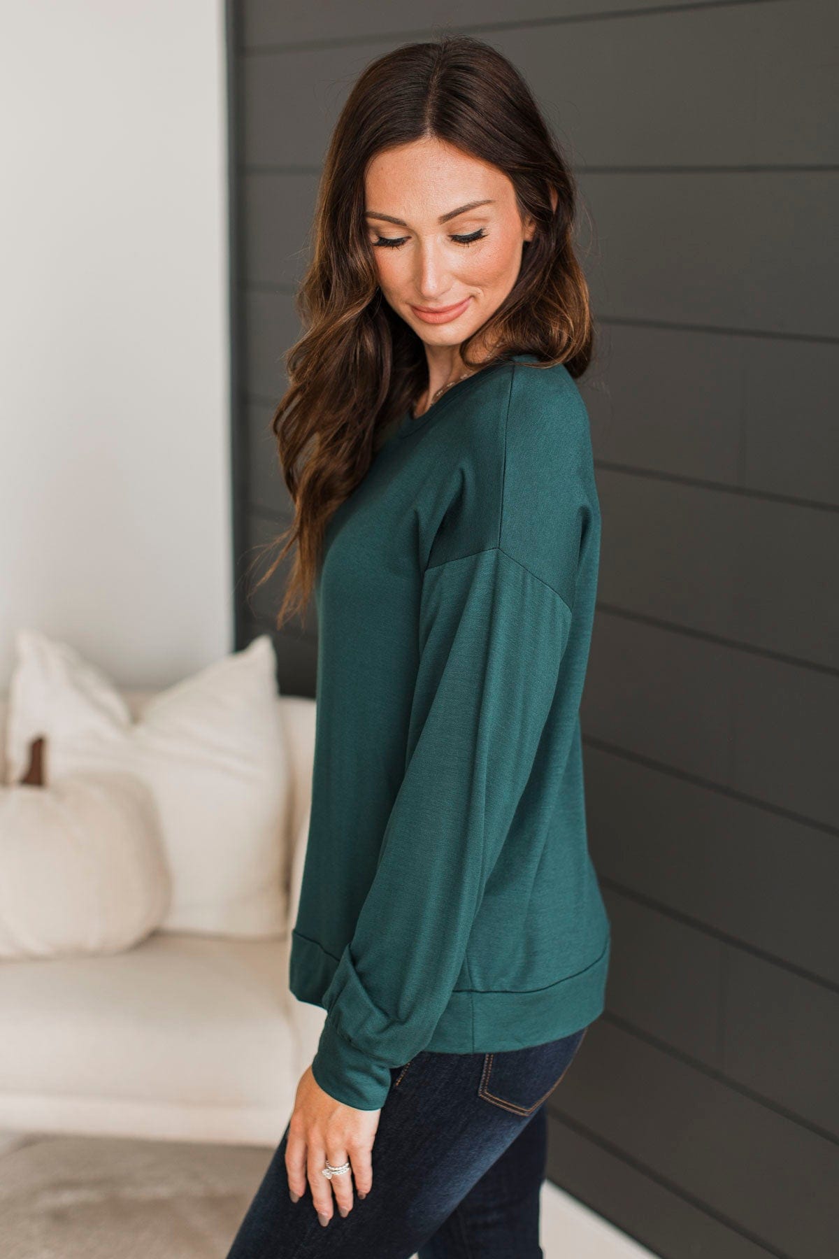 How's It Going Long Sleeve Top- Hunter Green