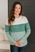 Days Gone By Color Block Sweater- Light Jade