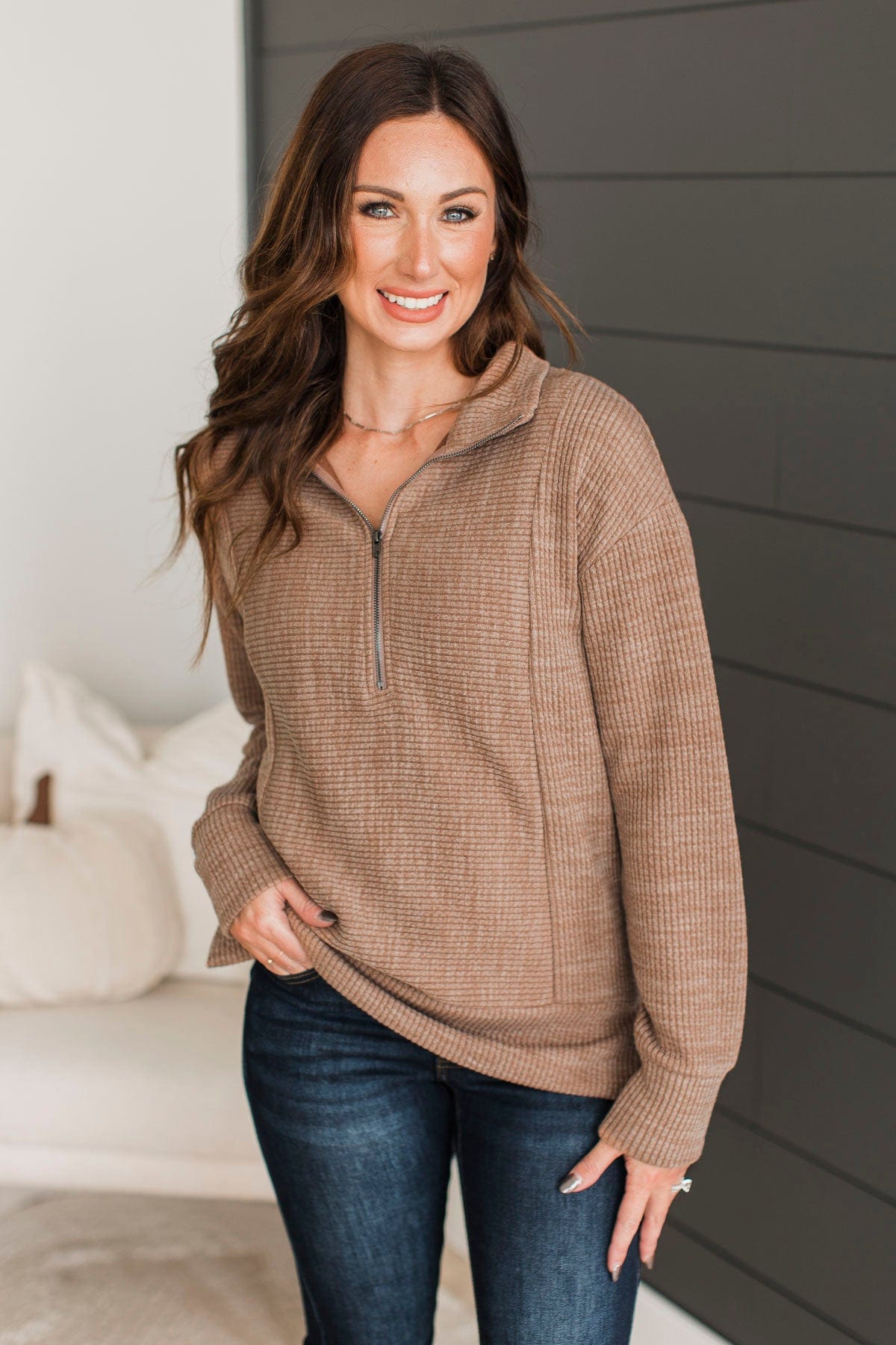 Calling To You Knit Pullover Top- Mocha