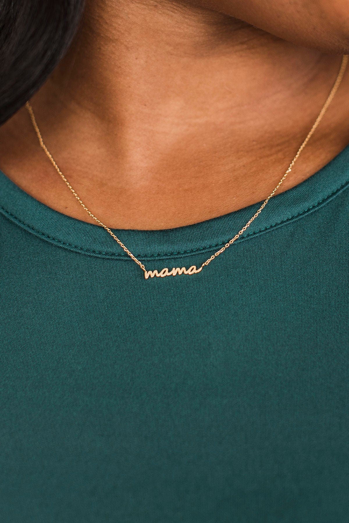 "Mama" Script Necklace- Gold