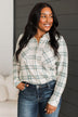 Thread & Supply Free Falling Plaid Shirt Jacket- Ivory & Mint