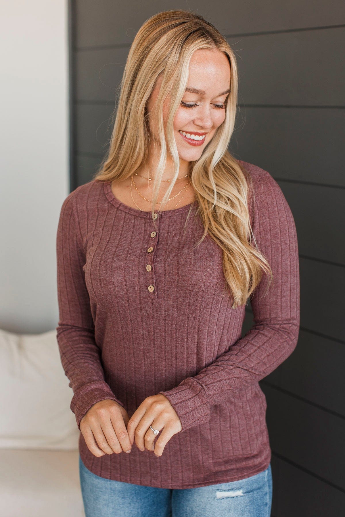 At My Best Knit Henley Top- Clay