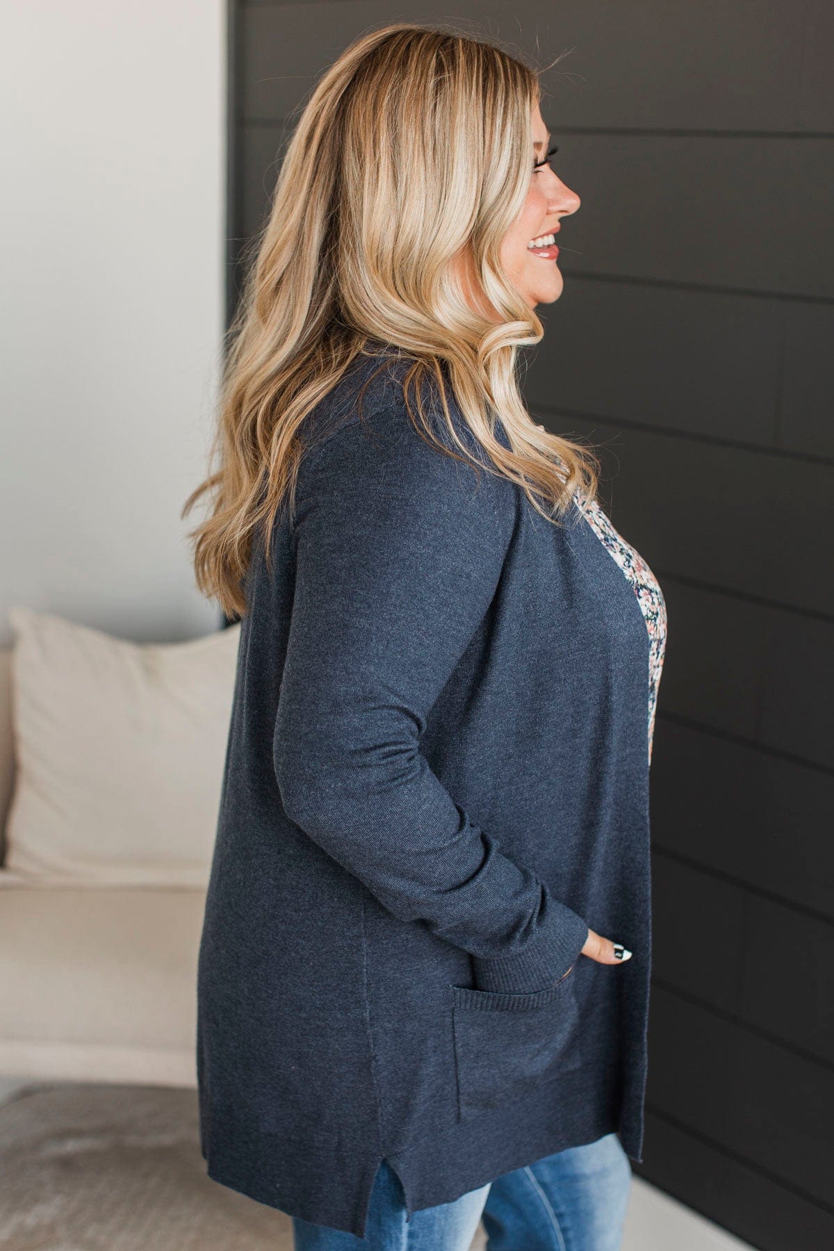 Any Time Now Knit Cardigan- Navy