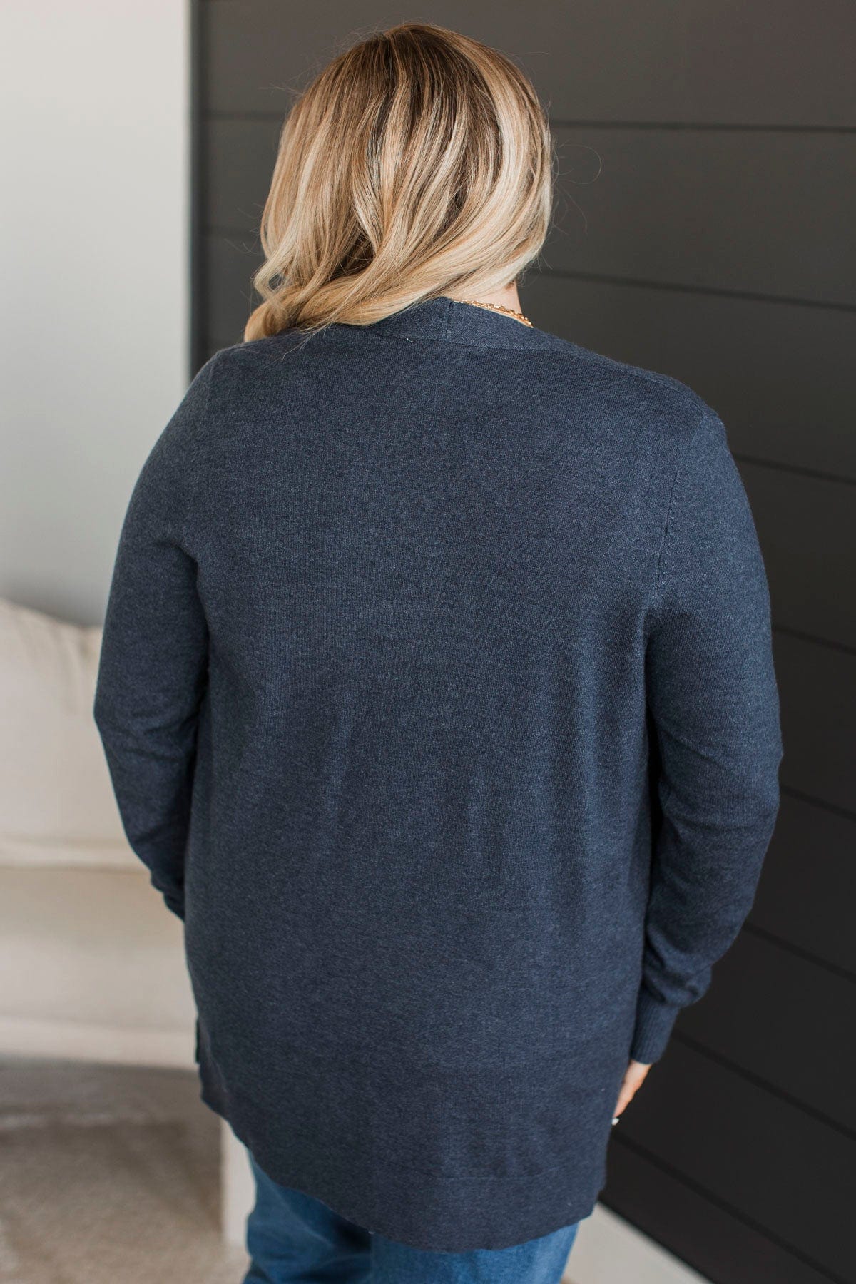 Any Time Now Knit Cardigan- Navy