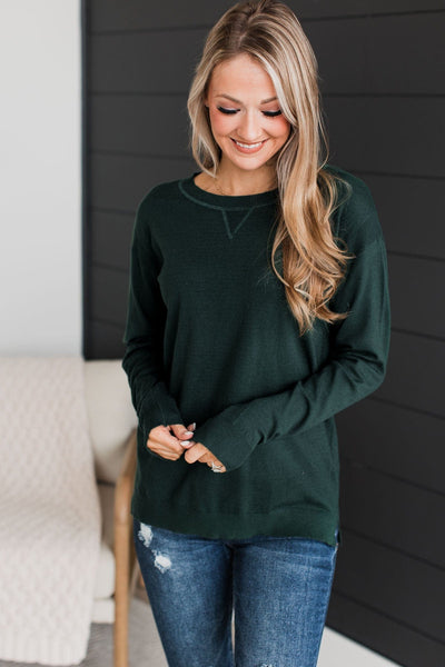 Unforgettable Feeling Knit Sweater- Forest Green – The Pulse Boutique