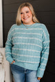 Show Me Off Striped Knit Sweater- Dusty Teal