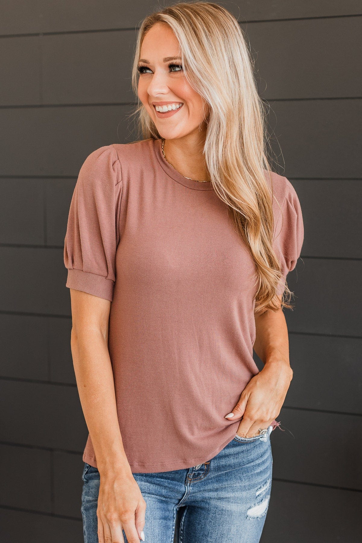 Be Mine Forever Puff Sleeve Top- Dusty Rose – The Pulse Boutique