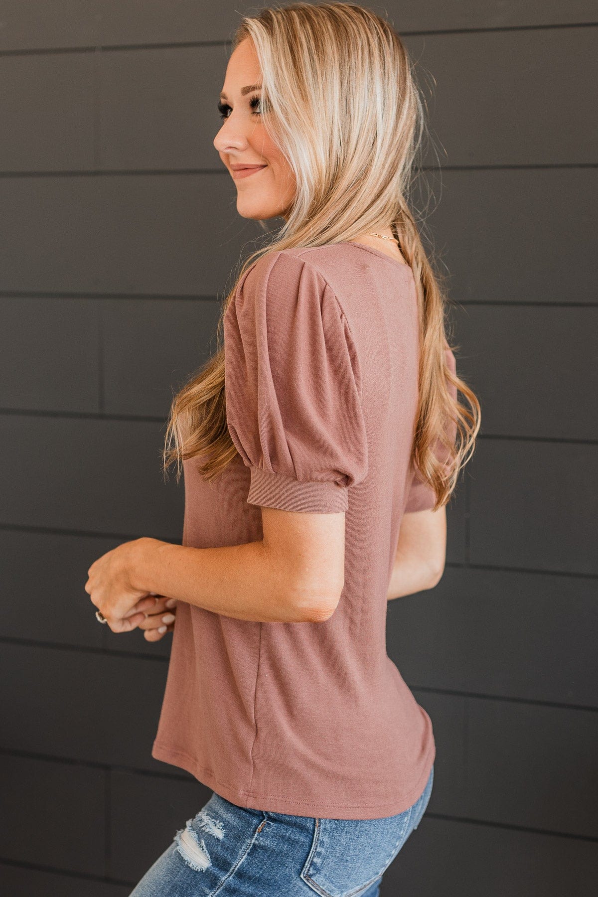 Be Mine Forever Puff Sleeve Top- Dusty Rose – The Pulse Boutique