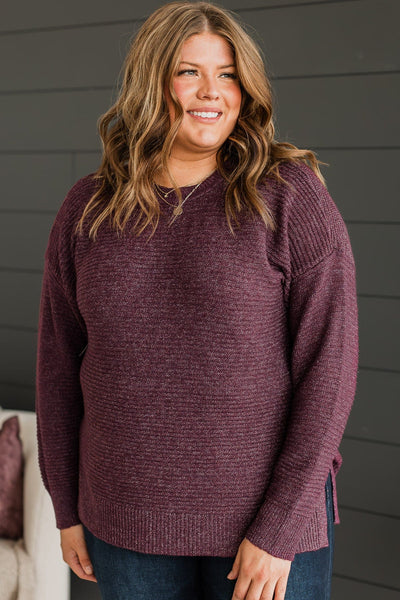 Makes Sense Knit Sweater- Dark Plum – The Pulse Boutique