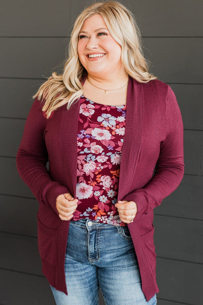 Comfortable With Myself Knit Cardigan- Sangria – The Pulse Boutique