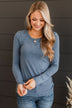 Love You Forever Knit Top- Denim Blue