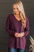 Here Together V-Neck Sweater- Dark Plum