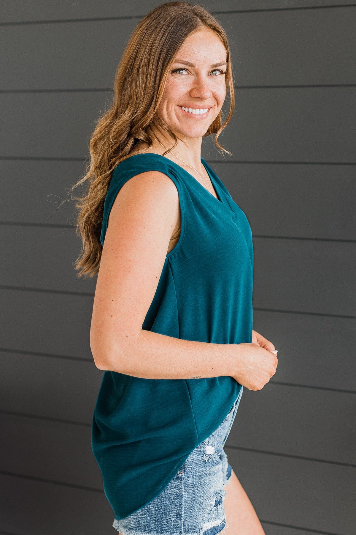 Sunday Best Sleeveless Blouse- Dark Teal