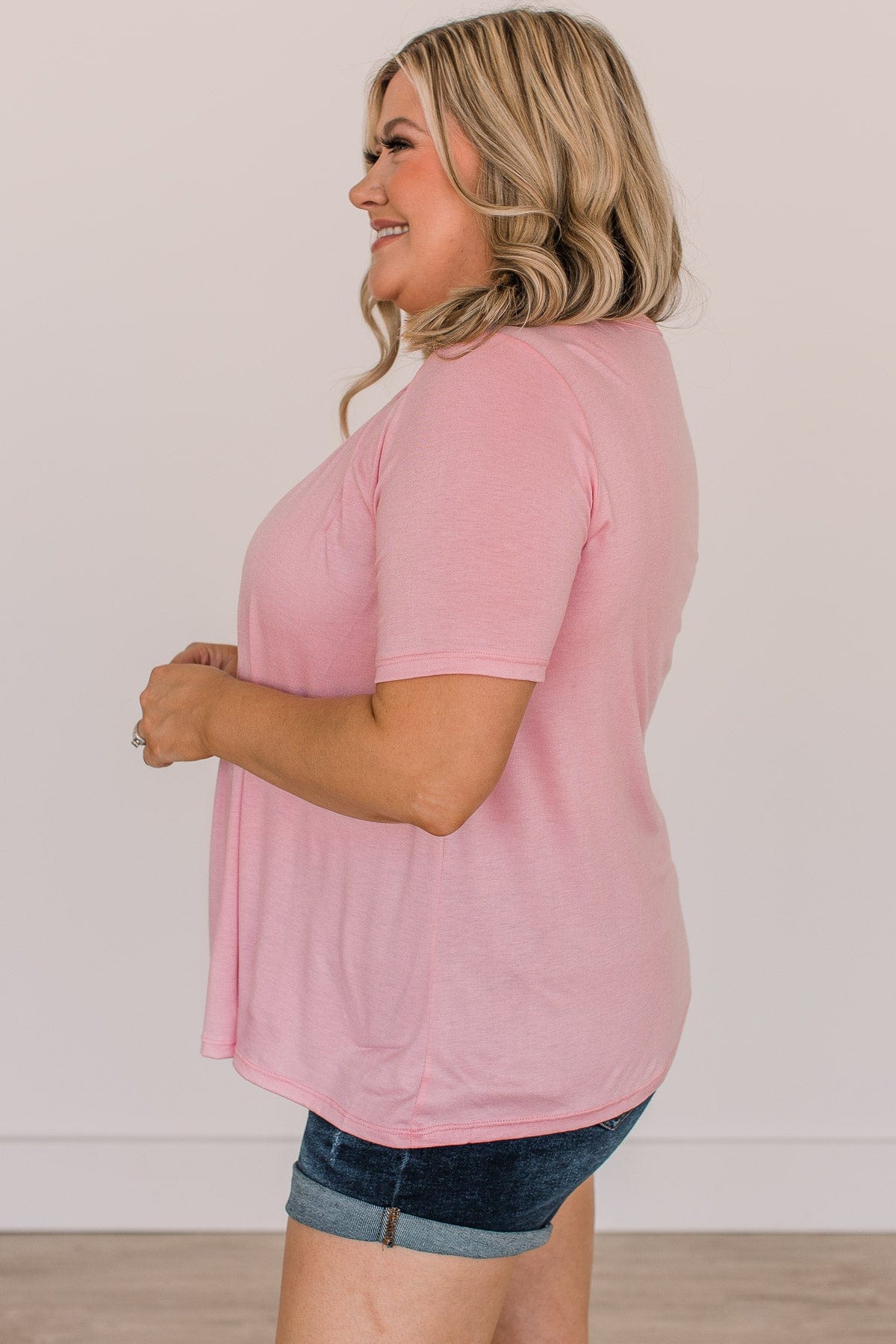 Above & Beyond Short Sleeve Top- Light Pink