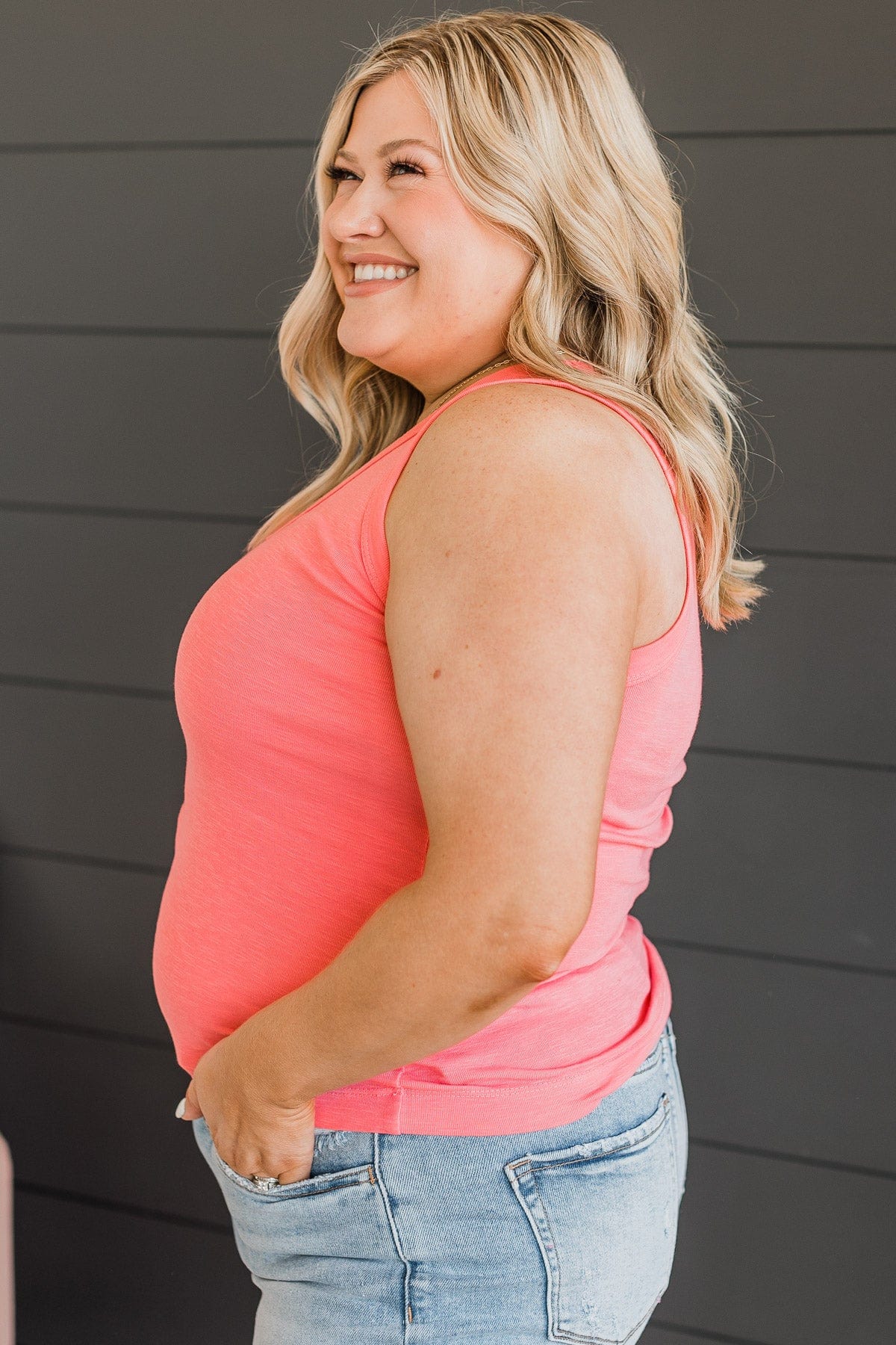 Counting Blessings V-Neck Tank Top- Pink