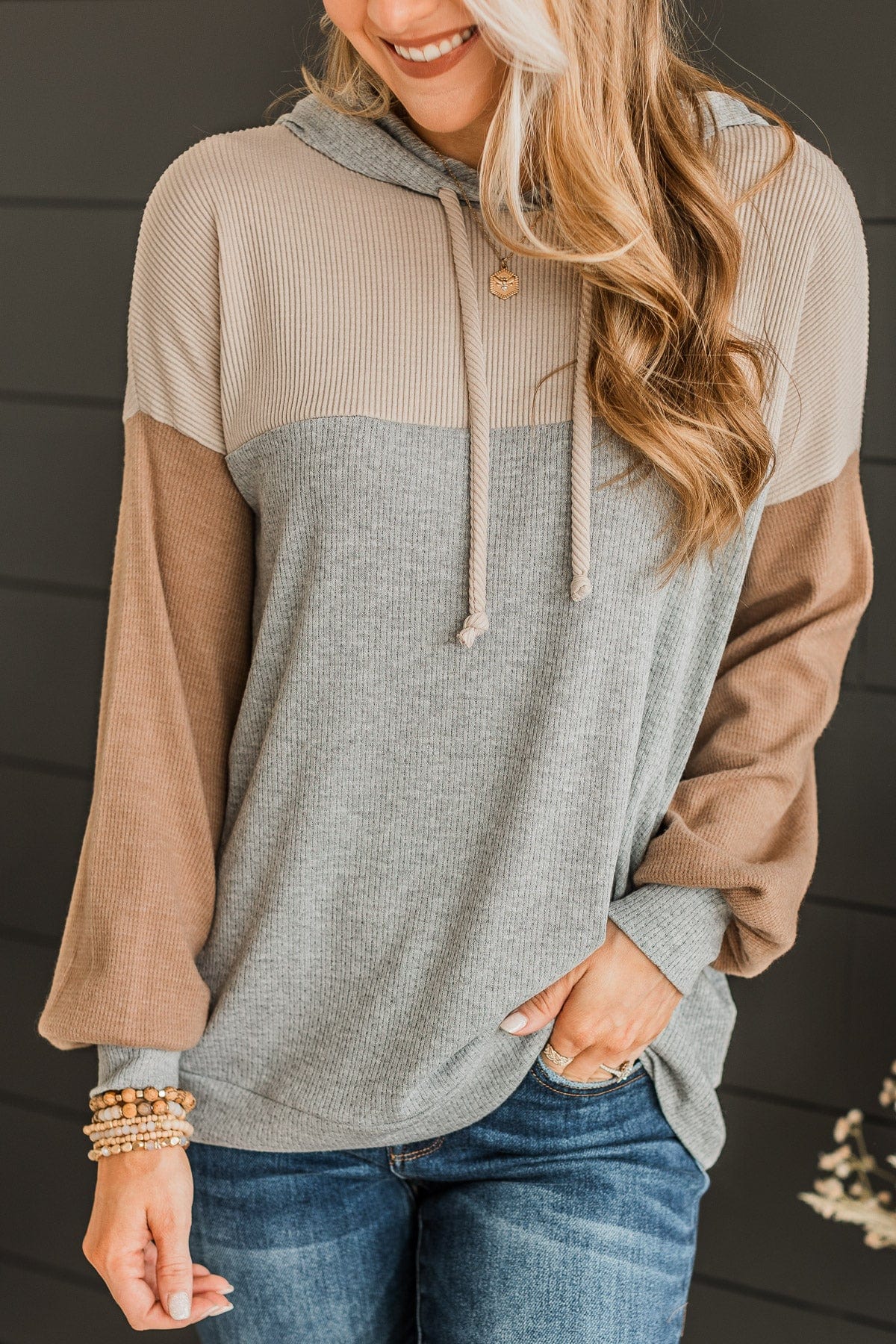 Impress You Hooded Knit Top- Grey & Taupe – The Pulse Boutique