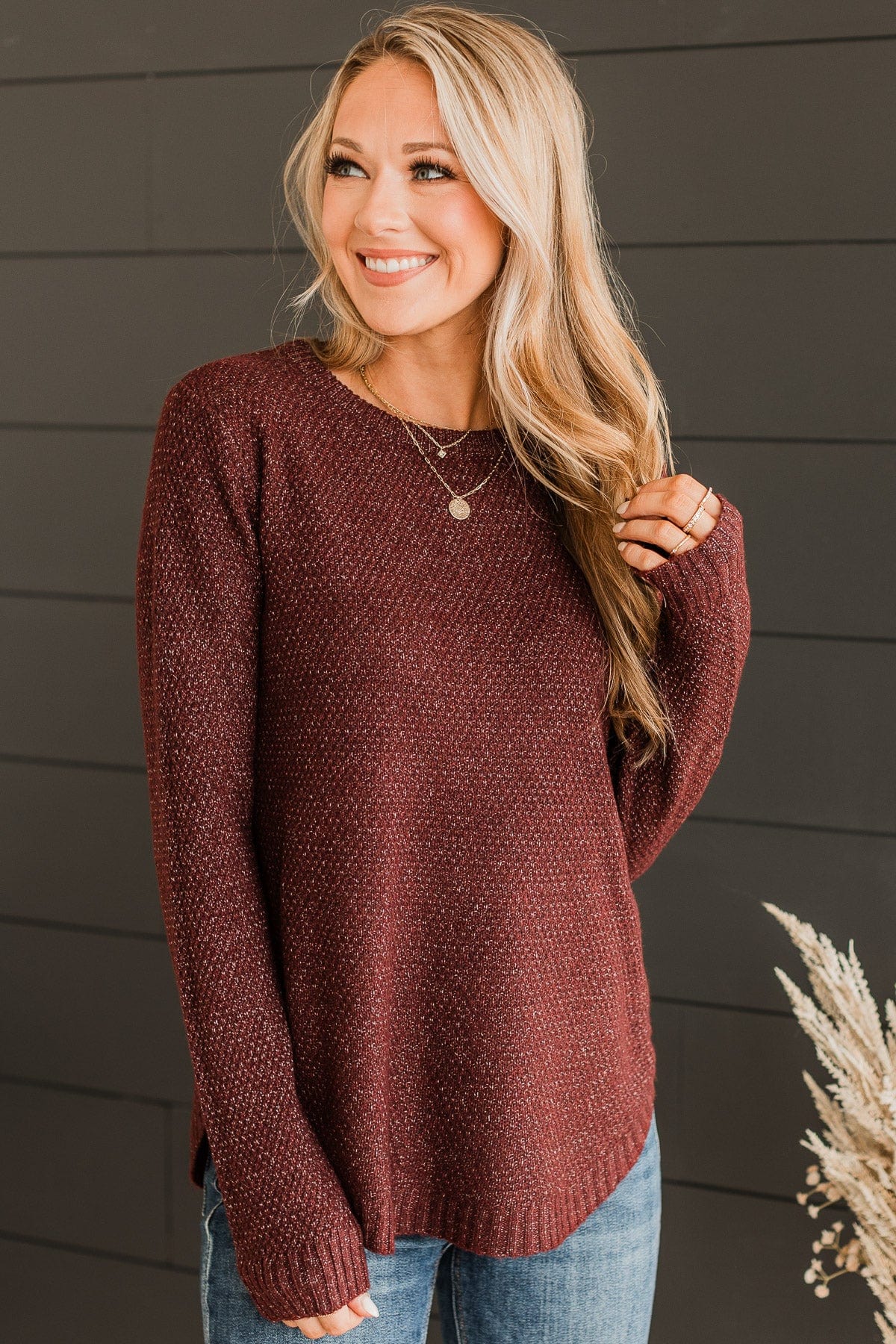 Runway Beauty Knit Sweater- Burgundy